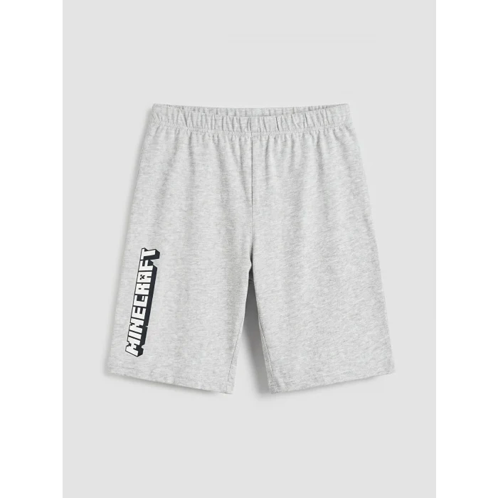 LCW Kids Yeşil Minecraft Baskılı Erkek Çocuk Şortlu Pijama Takımı