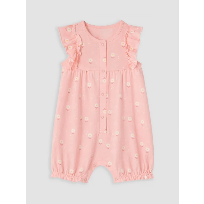 LCW baby Pembe Çiçekli Kız Bebek Tulum