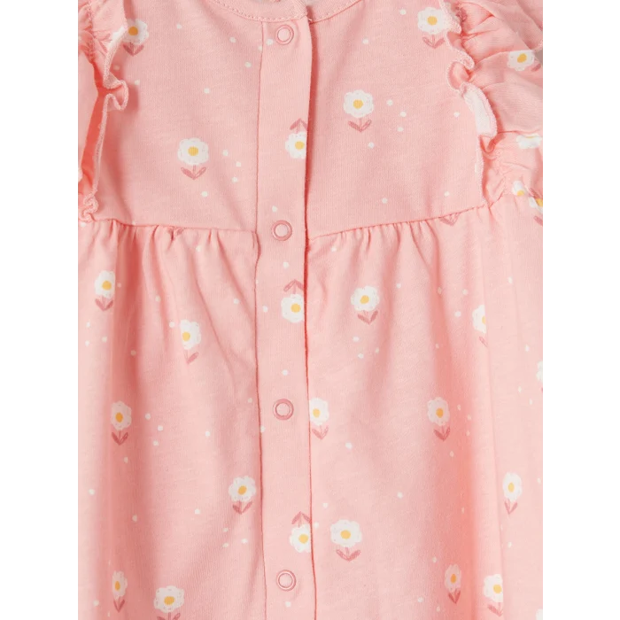LCW baby Pembe Çiçekli Kız Bebek Tulum