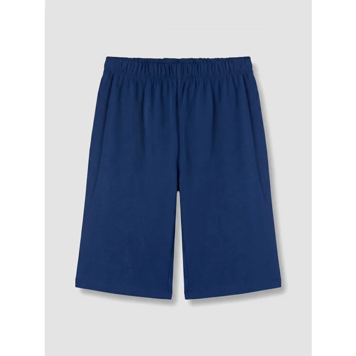 LCW Kids Mavi Bisiklet Yaka Erkek Çocuk Şortlu Pijama Takımı