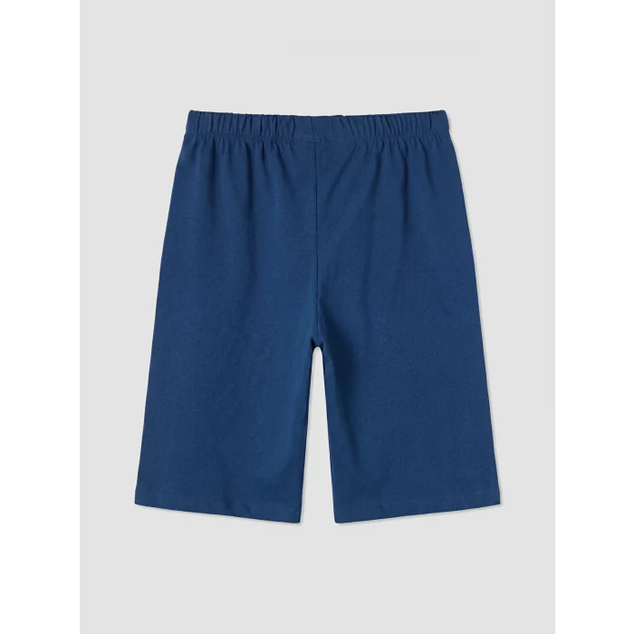 LCW Kids Mavi Bisiklet Yaka Erkek Çocuk Şortlu Pijama Takımı