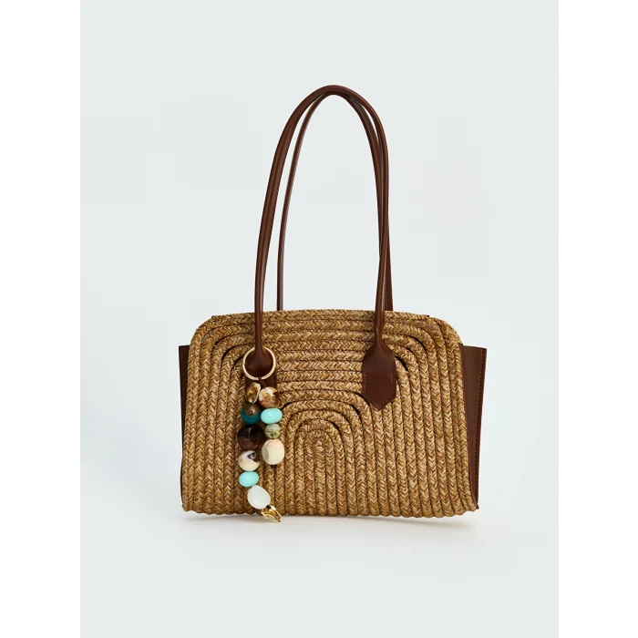 LCW ACCESSORIES Bej Kadın Hasır Omuz Çantası
