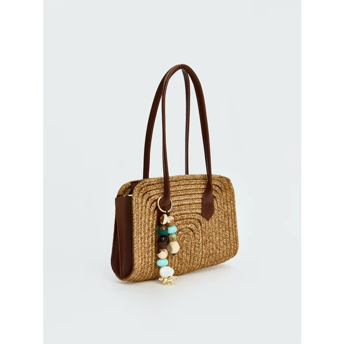 LCW ACCESSORIES Bej Kadın Hasır Omuz Çantası