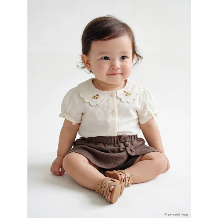 LCW baby Ekru Nakışlı Kız Bebek Takım