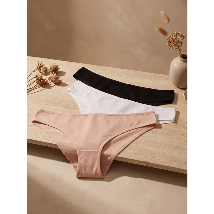 LCW DREAM Beyaz Düz Brazilian Külot 3lü