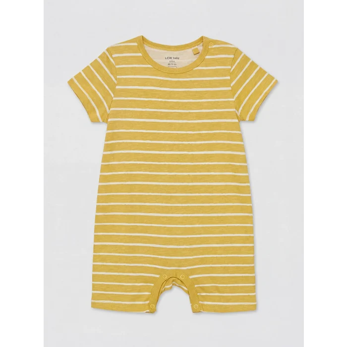 LCW baby Bej Bisiklet Yaka Baskılı Erkek Bebek Tulum 2li