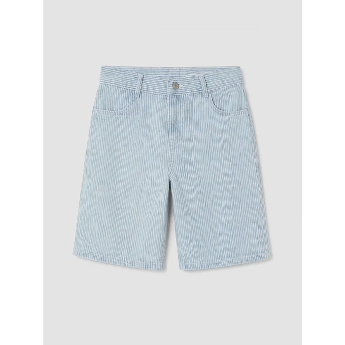 LCW Kids İndigo Çizgili Erkek Çocuk Jean Şortolon