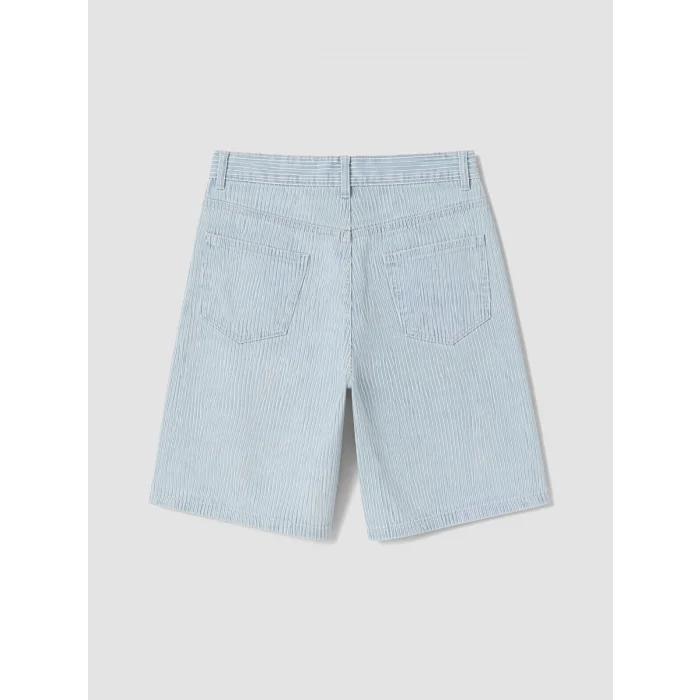 LCW Kids İndigo Çizgili Erkek Çocuk Jean Şortolon