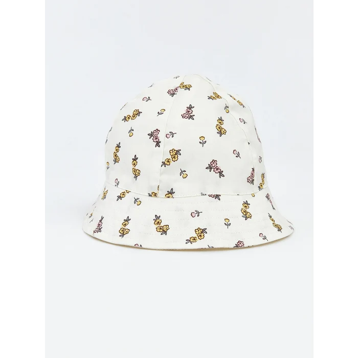LCW baby Ekru Baskılı Kız Bebek Bucket Şapka
