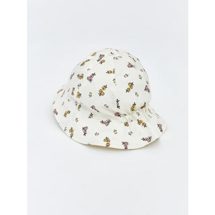 LCW baby Ekru Baskılı Kız Bebek Bucket Şapka
