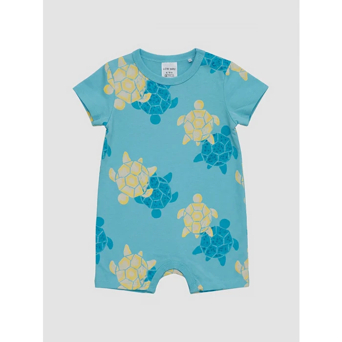 LCW baby Yeşil Bisiklet Yaka Baskılı Erkek Bebek Tulum 2li