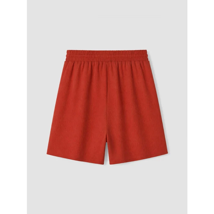 LCW Kids Kırmızı Kız Çocuk Beli Lastikli Dokulu Şort