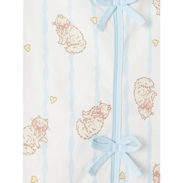LCW Kids Ekru Fiyonk Detaylı Kız Çocuk Şortlu Pijama Takımı