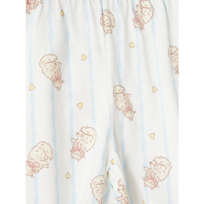 LCW Kids Ekru Fiyonk Detaylı Kız Çocuk Şortlu Pijama Takımı