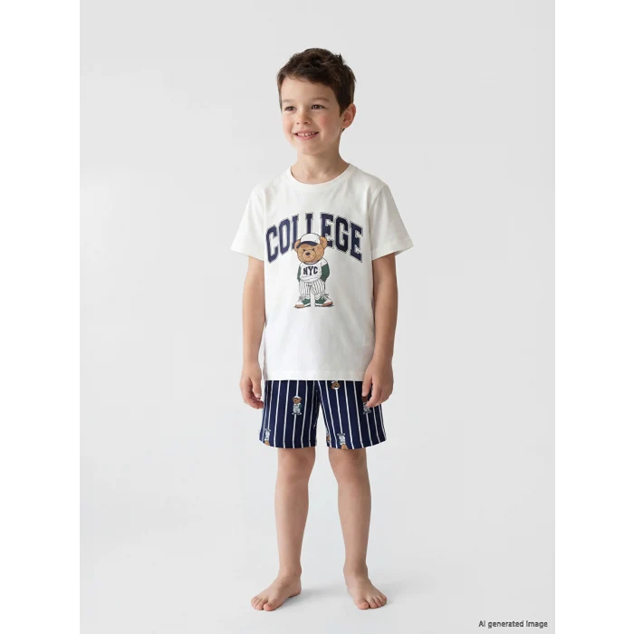 LCW Kids Ekru Erkek Çocuk Şortlu Pijama Takımı