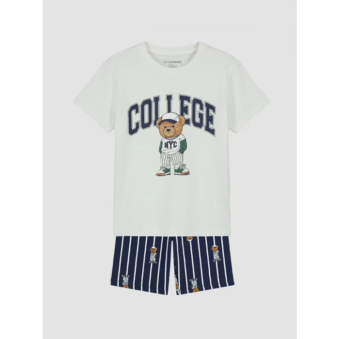 LCW Kids Ekru Erkek Çocuk Şortlu Pijama Takımı