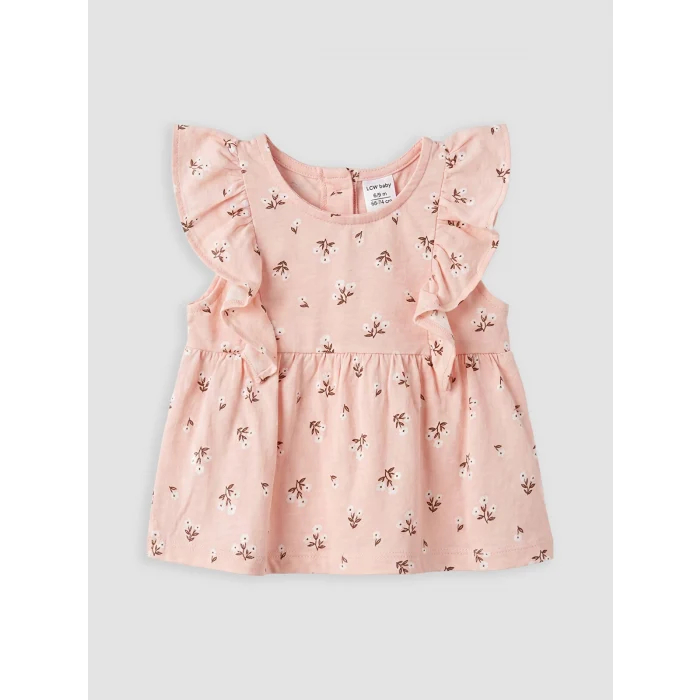 LCW baby Pembe Çiçekli Kız Bebek Şortlu Takım