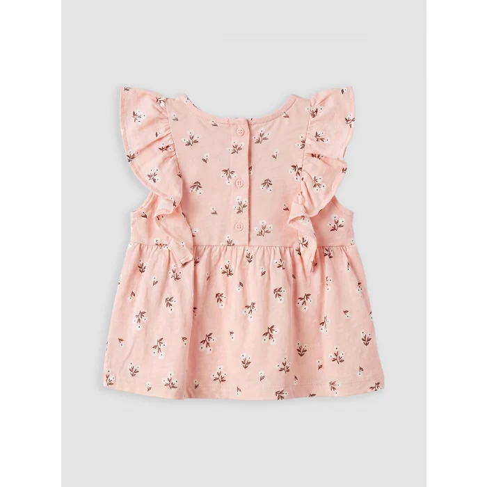 LCW baby Pembe Çiçekli Kız Bebek Şortlu Takım