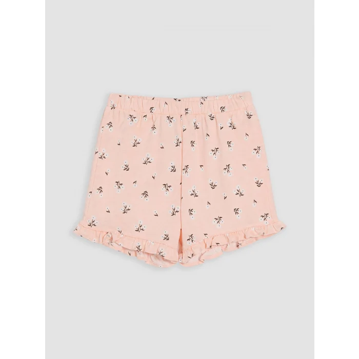 LCW baby Pembe Çiçekli Kız Bebek Şortlu Takım