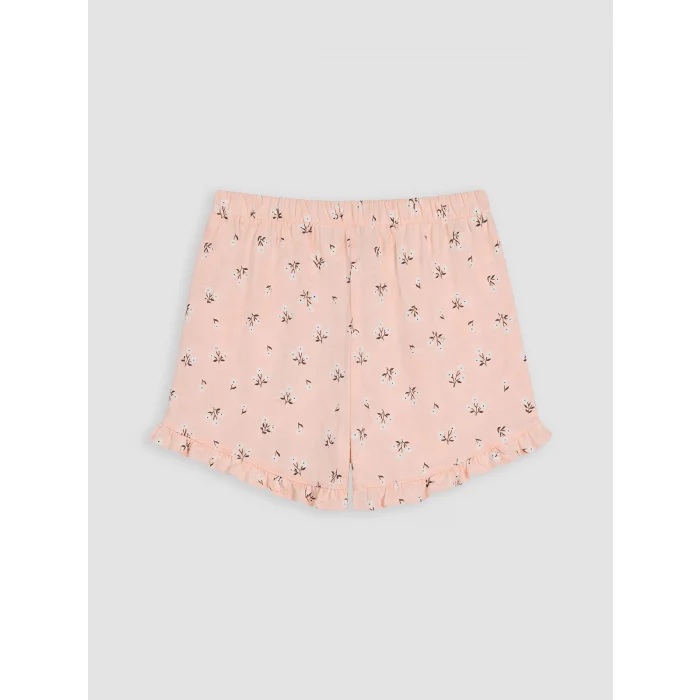 LCW baby Pembe Çiçekli Kız Bebek Şortlu Takım