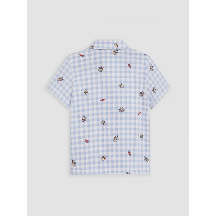 LCW Kids Mavi Gömlek Yaka Erkek Çocuk Şortlu Pijama Takımı