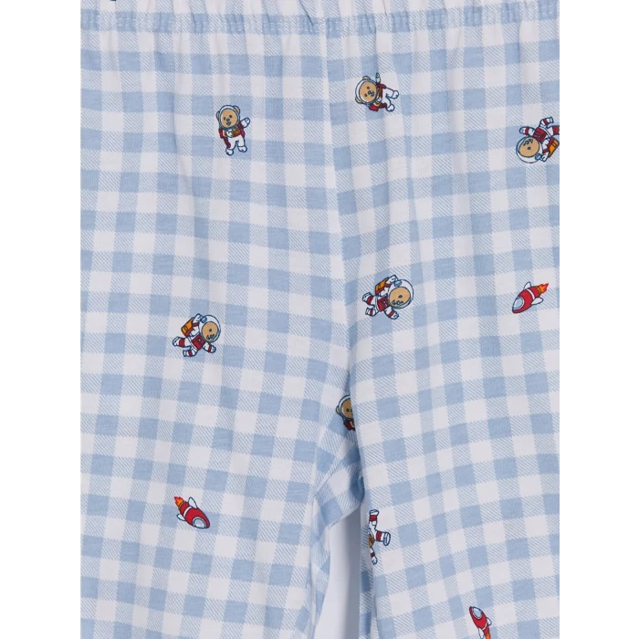 LCW Kids Mavi Gömlek Yaka Erkek Çocuk Şortlu Pijama Takımı