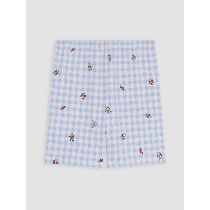 LCW Kids Mavi Gömlek Yaka Erkek Çocuk Şortlu Pijama Takımı