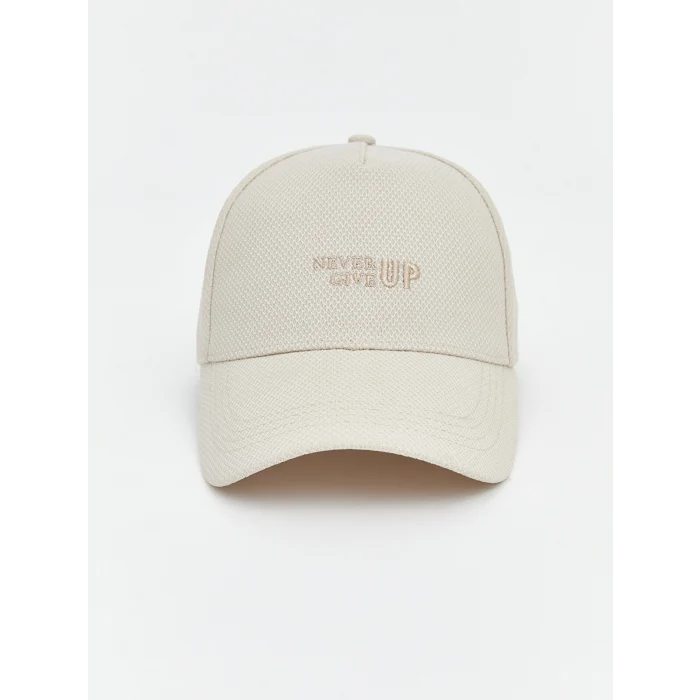 LCW ACCESSORIES Bej Yazı Nakışlı Erkek Kep Şapka