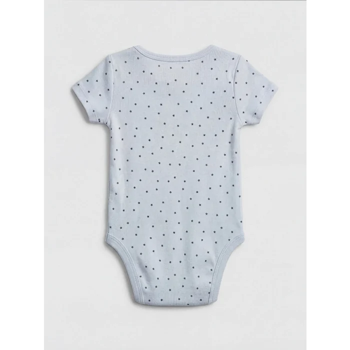 LCW baby Mavi Desenli Erkek Bebek Kısa Kollu Çıtçıtlı Body 3lü