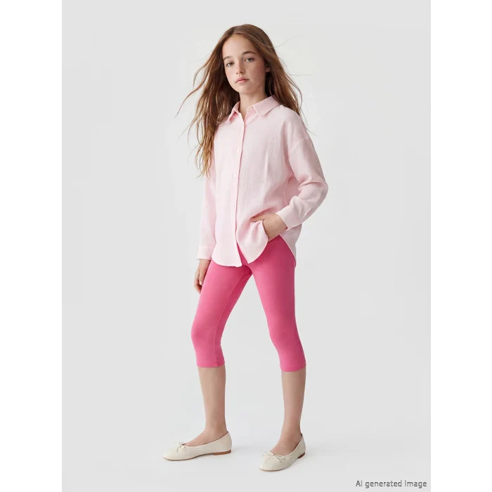 LCW Kids Fuşya Beli Lastikli Kız Çocuk Tayt