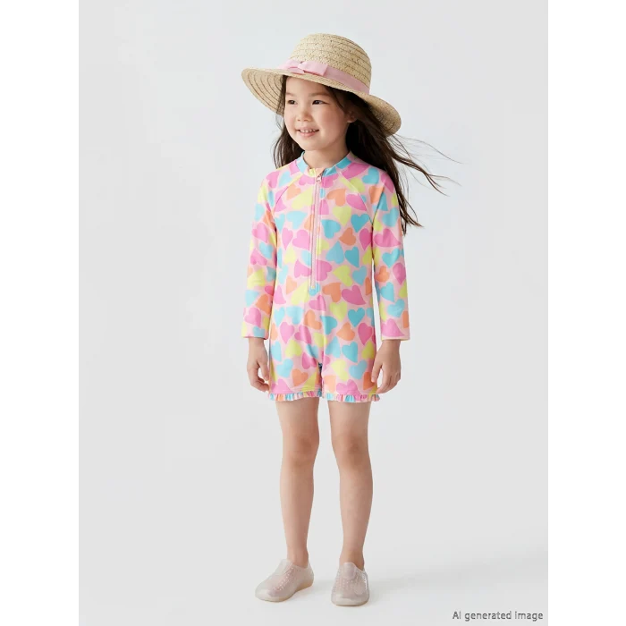 LCW Kids Pembe UV Korumalı Kız Çocuk Mayo
