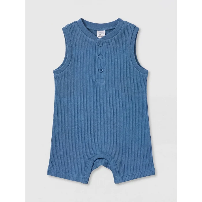 LCW baby Mavi Bisiklet Yaka Erkek Bebek 2li Tulum Seti