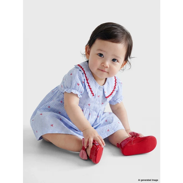 LCW baby Ekru Bebe Yaka Kız Bebek Elbise