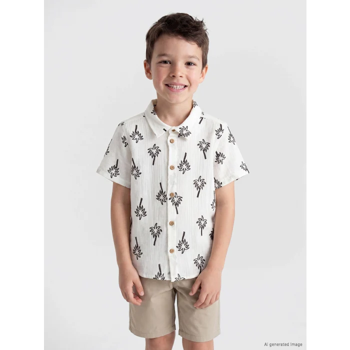 LCW Kids Bej Erkek Çocuk Kısa Kollu Gömlek