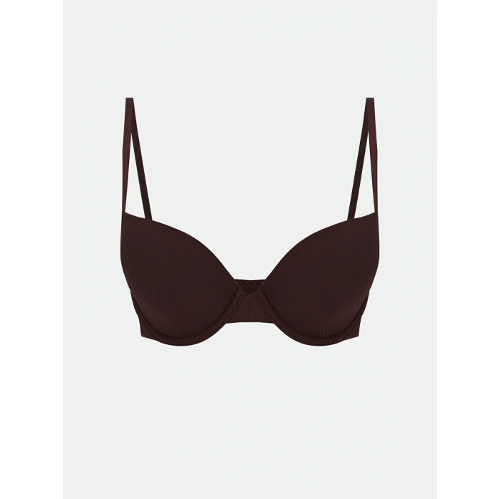 LCW DREAM Mürdüm Balenli Dolgusuz Düz Tişört Sütyen
