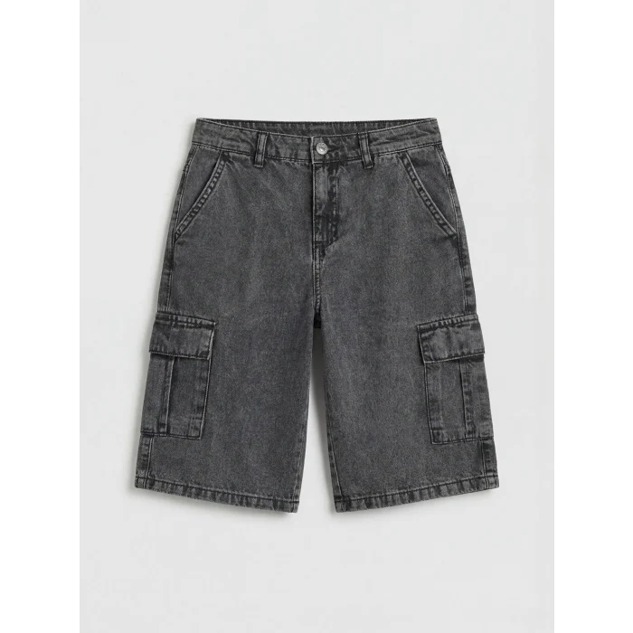 LCW Kids Siyah Erkek Çocuk Kargo Jean Şort
