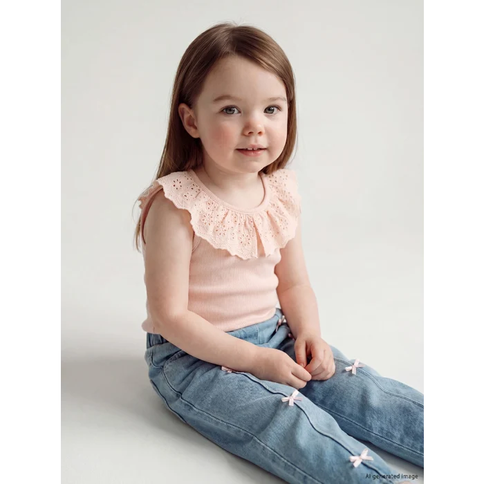 LCW baby Pembe Fisto Detaylı Kız Bebek Tişört