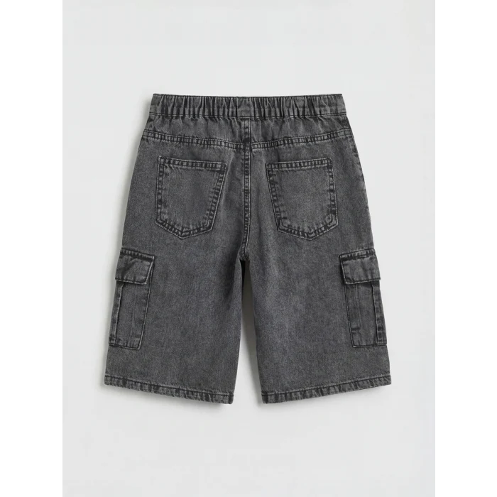 LCW Kids Siyah Erkek Çocuk Kargo Jean Şort