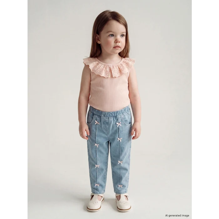 LCW baby Pembe Fisto Detaylı Kız Bebek Tişört