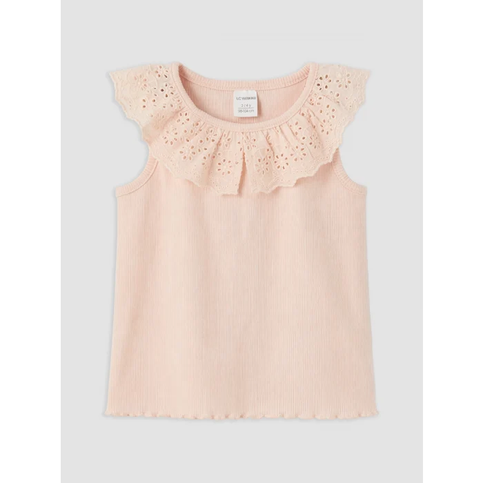 LCW baby Pembe Fisto Detaylı Kız Bebek Tişört