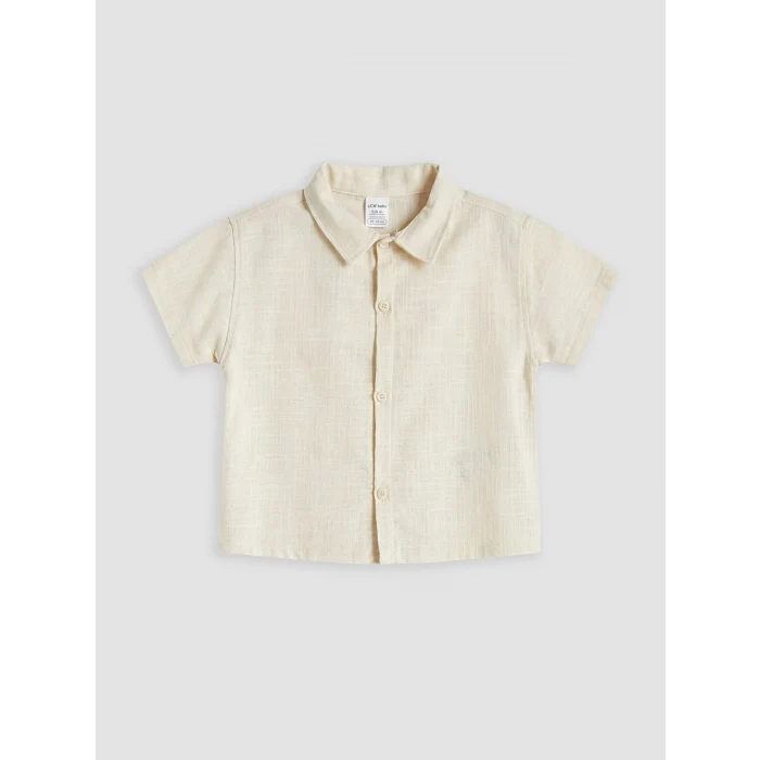 LCW baby Ekru Çizgili Erkek Bebek Gabardin Şortlu Takım