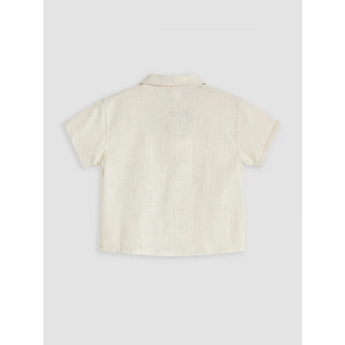 LCW baby Ekru Çizgili Erkek Bebek Gabardin Şortlu Takım