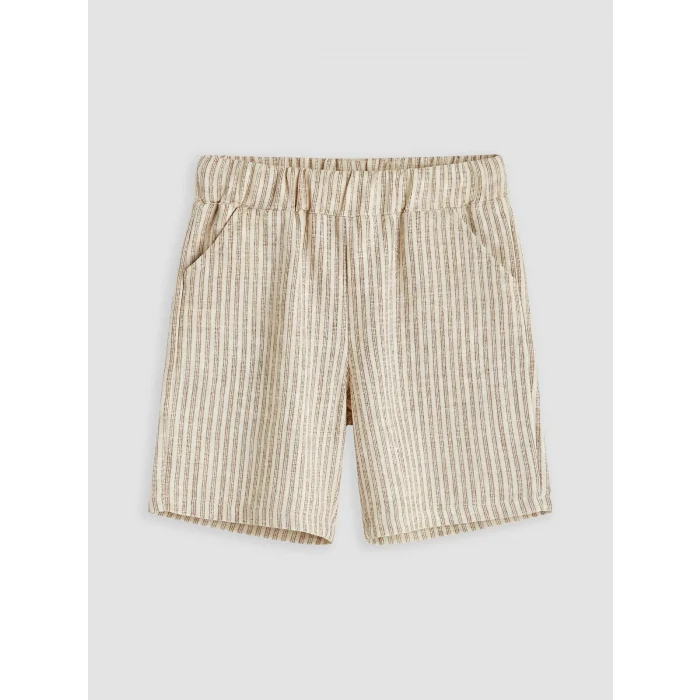 LCW baby Ekru Çizgili Erkek Bebek Gabardin Şortlu Takım