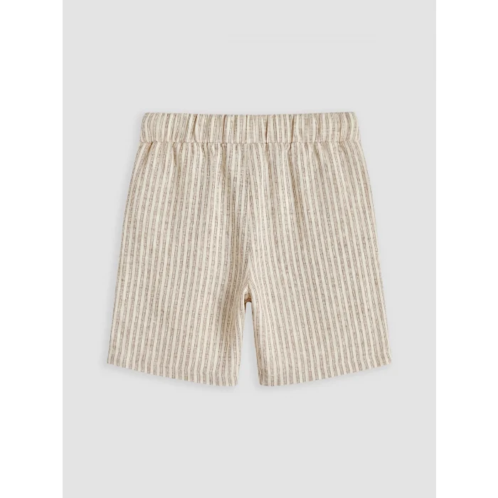 LCW baby Ekru Çizgili Erkek Bebek Gabardin Şortlu Takım