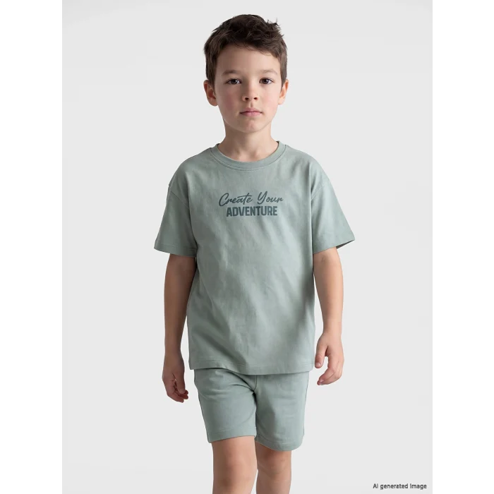 LCW Kids Yeşil Baskılı Erkek Çocuk Şortlu Takım