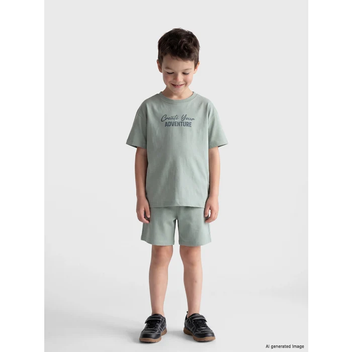 LCW Kids Yeşil Baskılı Erkek Çocuk Şortlu Takım