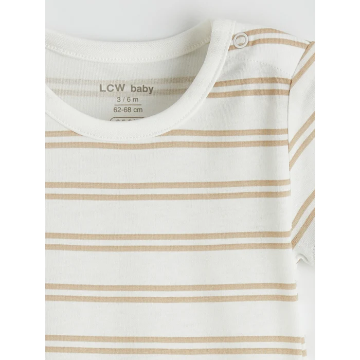 LCW baby Ekru Baskılı Erkek Bebek Çıtçıtlı Body 3lü