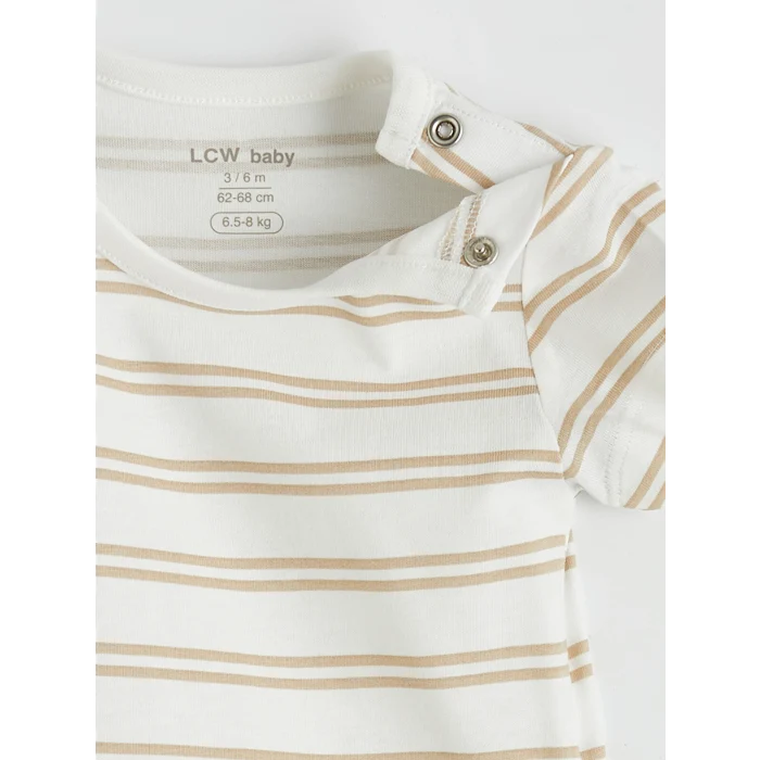 LCW baby Ekru Baskılı Erkek Bebek Çıtçıtlı Body 3lü