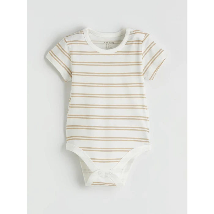 LCW baby Ekru Baskılı Erkek Bebek Çıtçıtlı Body 3lü