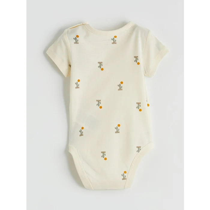 LCW baby Ekru Baskılı Erkek Bebek Çıtçıtlı Body 3lü
